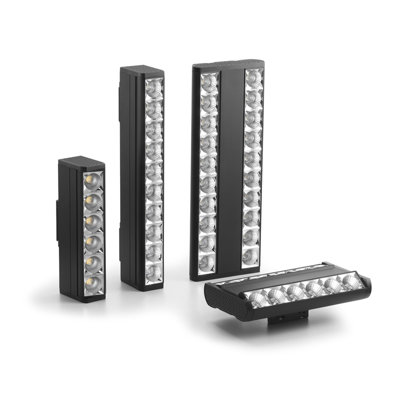 Four models of high-efficiency smart shelf lights for retail displays.