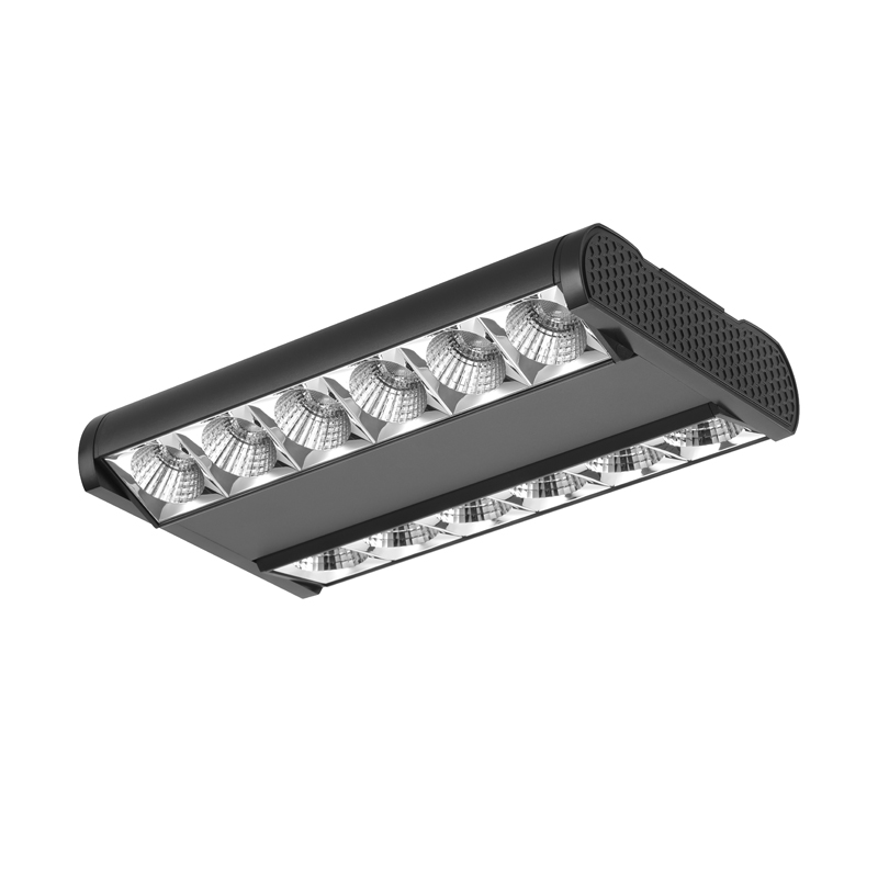 T6-2 double bias shelf light with dual-sided illumination for retail displays.