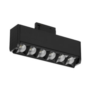 T6-R1 linear track lighting fixture with round reflector in black finish for supermarket lighting
